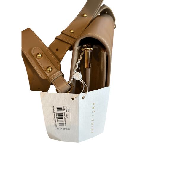 Trina Turk Structured Leather Crossbody Bag Taupe - Picture 3 of 9